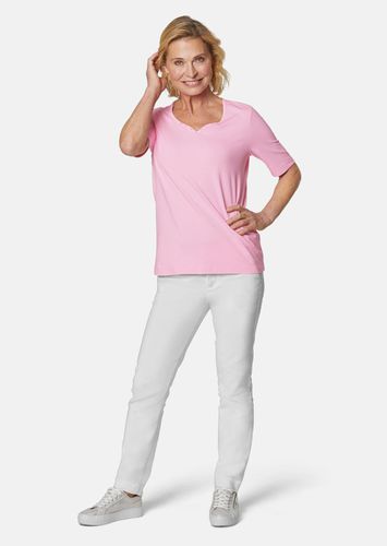 T-Shirt mit charmantem Ausschnitt und Schmucksteinchen - rosé - Gr. 48 von - Goldner Fashion - Modalova