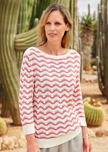 Strickpullover mit 3/4-Arm - cremeweiß / koralle - Gr. 19 von - Goldner Fashion - Modalova