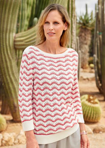 Strickpullover mit 3/4-Arm - cremeweiß / koralle - Gr. 24 von - Goldner Fashion - Modalova