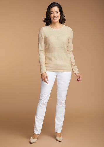 Glänzender Pullover mit tollem Ringelmuster - beige / goldfarben - Gr. 38 von - Goldner Fashion - Modalova