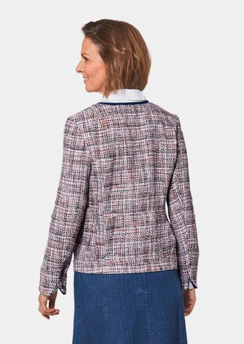 Edler Bouclé-Blazer mit Jeanspaspel - weiß / marine / rot - Gr. 23 von - Goldner Fashion - Modalova