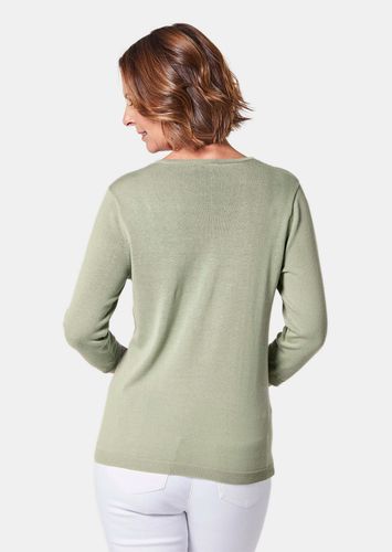 Unkomplizierter Pullover mit V-Ausschnitt - graugrün - Gr. 19 von - Goldner Fashion - Modalova