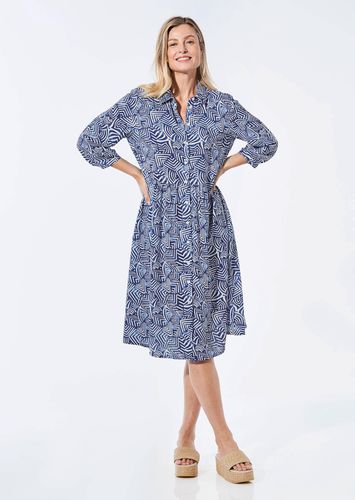 Blusenkleid mit Hemdkragen - royalblau / weiß / gemustert - Gr. 19 von - Goldner Fashion - Modalova