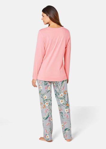 Trageangenehmer Pyjama mit Langarm - rosé / grau / gemustert - Gr. 44/46 von - Goldner Fashion - Modalova