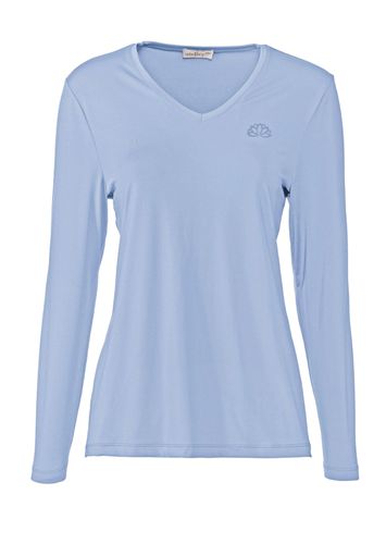 Shirt mit V-Ausschnitt und Langarm - hellblau - Gr. 48 von - Goldner Fashion - Modalova