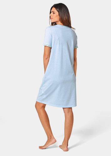 Halbarm-Nachthemd mit Knopfleiste - hellblau / weiß / gemustert - Gr. 20/21 von - Goldner Fashion - Modalova