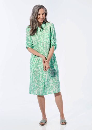 Kleid mit Floraldruck und Wasserfall-Ausschnitt - salbei / weiß / gemustert - Gr. 24 von - Goldner Fashion - Modalova