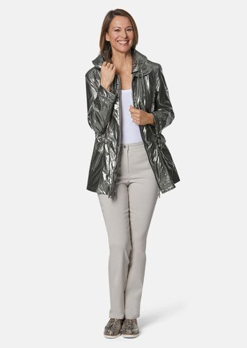 Pannesamt-Jacke mit Ausbrenner-Muster und Fransen - graugrün - Gr. 22 von - Goldner Fashion - Modalova