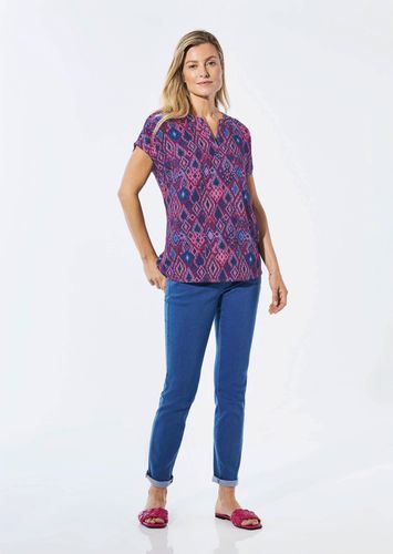 Bluse mit Tunika Ausschnitt - bordeaux / blau / gemustert - Gr. 19 von - Goldner Fashion - Modalova