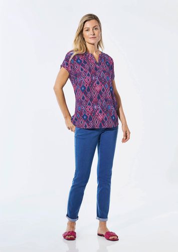 Bluse mit Tunika Ausschnitt - sangria / blau / gemustert - Gr. 19 von - Goldner Fashion - Modalova