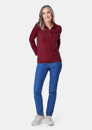 Langarm Poloshirt mit Schmuckband an Knopfleiste - dunkelrot - Gr. 25 von - Goldner Fashion - Modalova