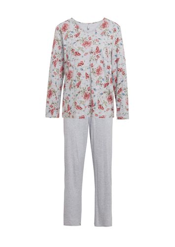 Pyjama mit Langarm und V-Ausschnitt - rosé / grau / gemustert - Gr. 36/38 von - Goldner Fashion - Modalova