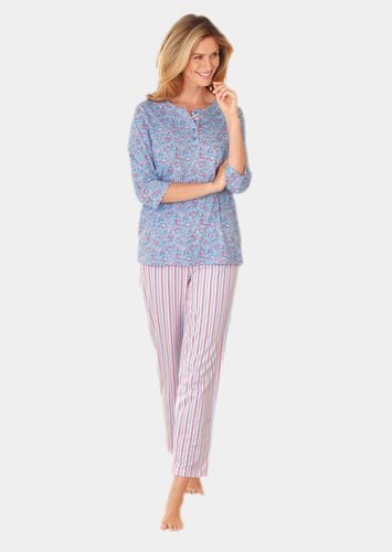 Geblümtes Pyjamaoberteil Mix&Match - hellblau / koralle / geblümt - Gr. 24/25 von - Goldner Fashion - Modalova