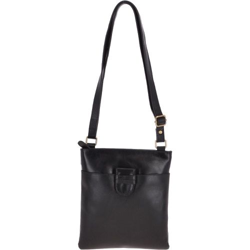 Small Zip Top Vegetable Tanned Leather Cross Body Bag: V-20 Black NA - Ashwood Handbags - Modalova