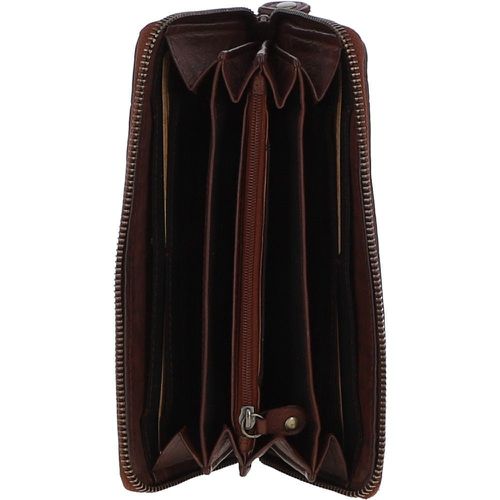Vintage Woven Leather Zip Around 10 Card Coin Note Purse: D-81 Cognac NA - Ashwood Handbags - Modalova