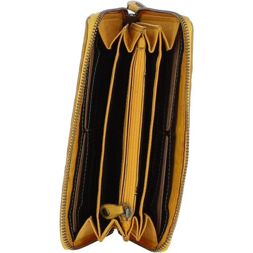 Vintage Woven Leather Zip Around 10 Card Coin Note Purse: D-81 Yellow NA - Ashwood Handbags - Modalova