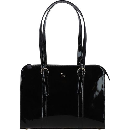 Ashwood Zip Top Patent Leather Handbag: A4 Buckle Black - Ashwood Handbags - Modalova