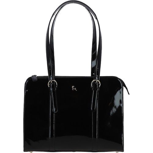 Ashwood Zip Top Patent Leather Handbag: A4 Buckle Black NA - Ashwood Handbags - Modalova
