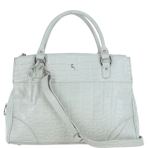 Croc Print Three Section Real Leather Bag: A4 Work Bag Ice grey NA - Ashwood Handbags - Modalova