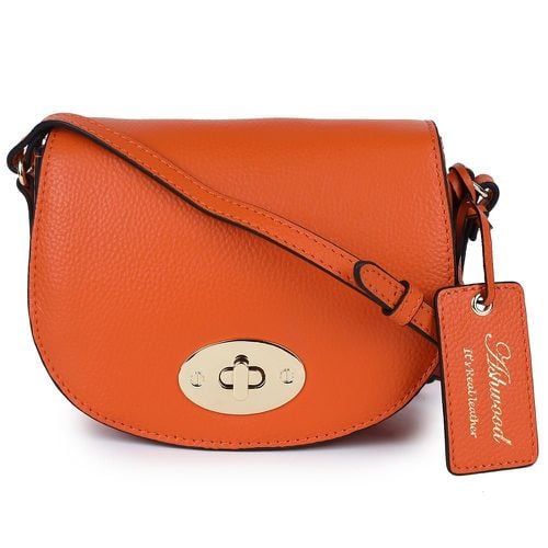 Apos;Borsa della Moda&apos; Real Leather Saddle Crossbody Bag: 63753 Mandarin NA - Ashwood Handbags - Modalova