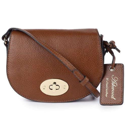 Apos;Borsa della Moda&apos; Real Leather Saddle Crossbody Bag: 63753 Two Tone Tan NA - Ashwood Handbags - Modalova