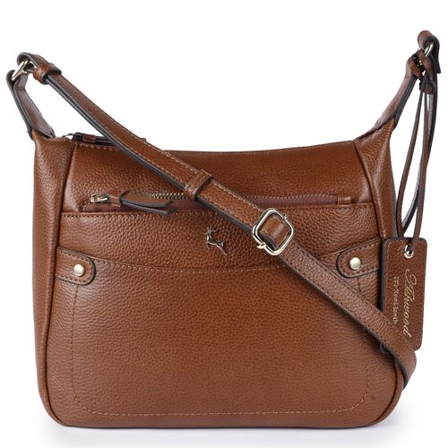 Classico Napoli' Real Leather Top Zip Crossbody Bag: 63931 Two Tone Tan NA - Ashwood Handbags - Modalova