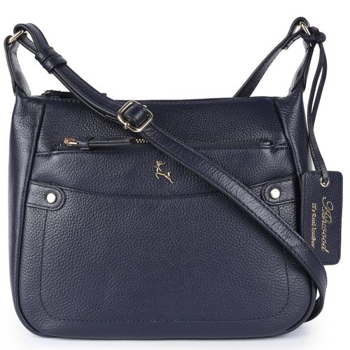 Apos;Classico Napoli&apos; Real Leather Top Zip Crossbody Bag: 63931 Navy Blue NA - Ashwood Handbags - Modalova