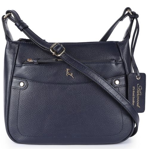 Classico Napoli' Real Leather Top Zip Crossbody Bag: 63931 Navy Blue NA - Ashwood Handbags - Modalova