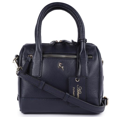 Apos;Moda Siciliana&apos; Real Leather Tote Crossbody Bag: 64064 Navy Blue NA - Ashwood Handbags - Modalova