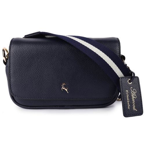 Eleganza Milano' Real Leather Flapover Crossbody Bag: 64295 Navy Blue NA - Ashwood Handbags - Modalova