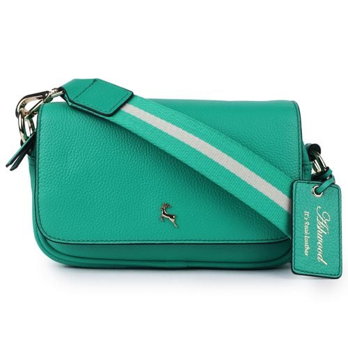 Apos;Eleganza Milano&apos; Real Leather Flapover Crossbody Bag: 64295 Gumdrop Green NA - Ashwood Handbags - Modalova