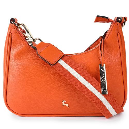 Apos;Bella Toscana&apos; Real Leather Crossbody Bag with Webbing Strap: 64296 Mandarin NA - Ashwood Handbags - Modalova