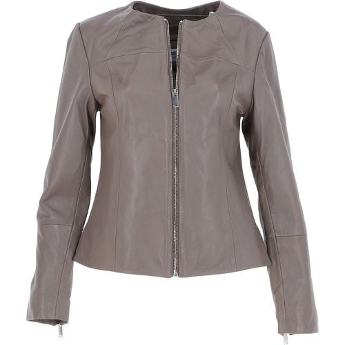 Apos;Francesca&apos; Collarless Real Leather Fashion Jacket: AWL-284 Taupe 10 - Ashwood Handbags - Modalova