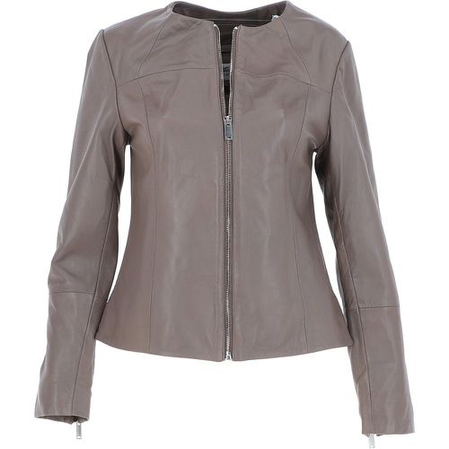 Francesca' Collarless Real Leather Fashion Jacket: AWL-284 Taupe 10 - Ashwood Handbags - Modalova