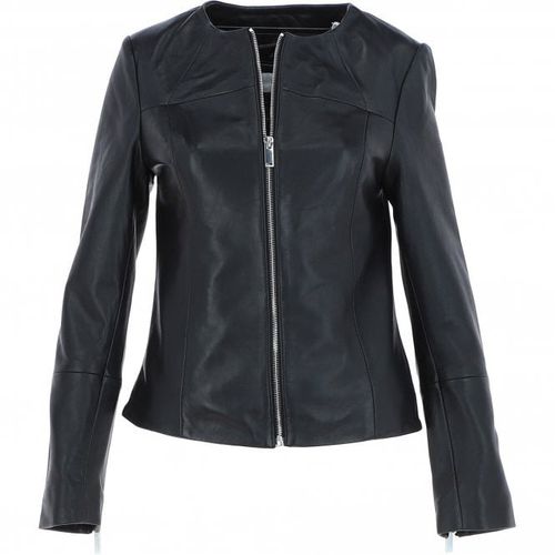 Francesca' Collarless Real Leather Fashion Jacket: AWL-284 Black 10 - Ashwood Handbags - Modalova