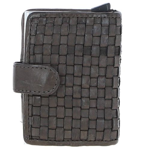 Apos;La Perfetto&apos; Metal & Woven Leather Card Wallet Case: D-10W Dark Grey NA - Ashwood Handbags - Modalova