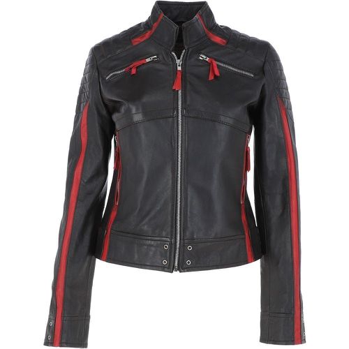 Ginevra' Real Leather Fashion Biker Jacket: 2810 Coffee 12 - Ashwood Handbags - Modalova