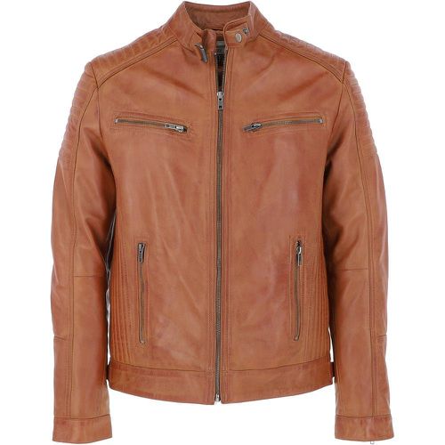 Apos;Vincenzo&apos; Mens Leather Biker Jacket: G-6400 Tan Size 5XL - Ashwood Handbags - Modalova