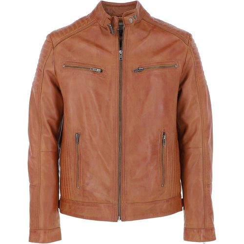 Vincenzo' Mens Leather Biker Jacket: G-6400 Tan Size 2XL - Ashwood Handbags - Modalova