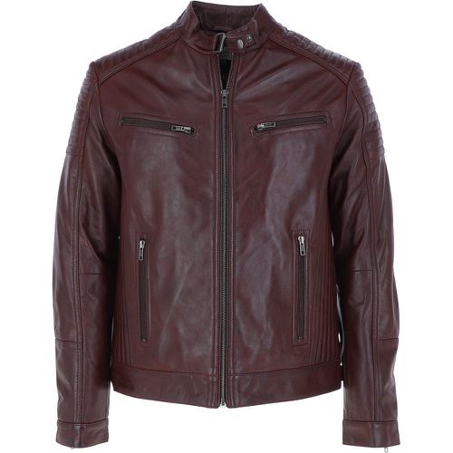 Apos;Vincenzo&apos; Mens Leather Biker Jacket: G-6400 Burgundy Size 3XL - Ashwood Handbags - Modalova