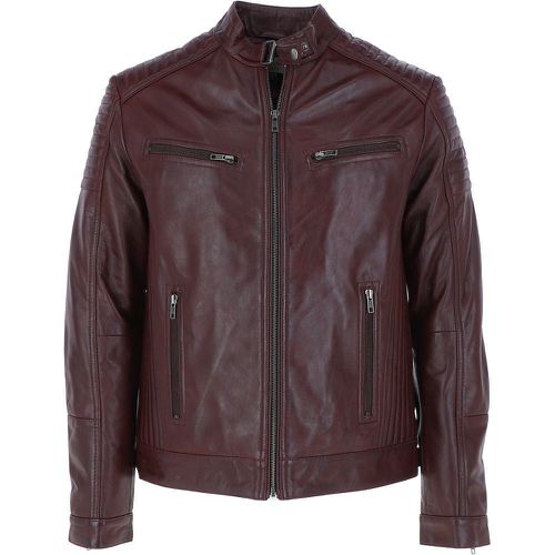 Vincenzo' Mens Leather Biker Jacket: G-6400 Burgundy Size 2XL - Ashwood Handbags - Modalova