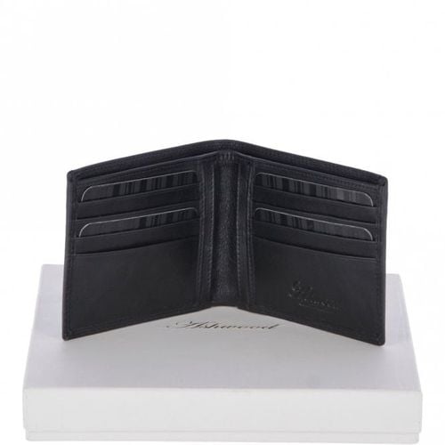 Men&apos;s Vegetable Tanned Leather Classic 8 Card Billfold Wallet 1211-VT Black NA - Ashwood Handbags - Modalova