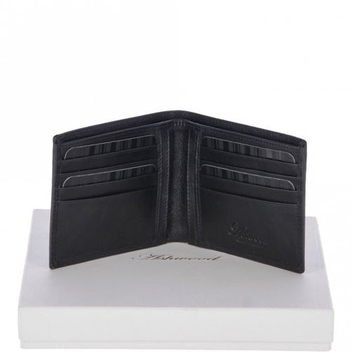 Men's Vegetable Tanned Leather Classic 8 Card Billfold Wallet 1211-VT Black NA - Ashwood Handbags - Modalova