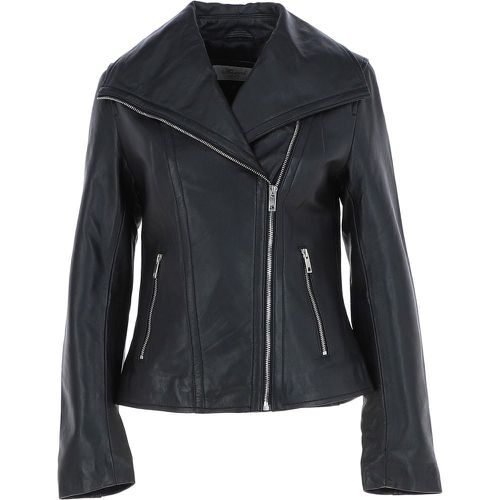 Isabella' Ladies Leather Wide Collar Biker Jacket: Universal Black 18 - Ashwood Handbags - Modalova