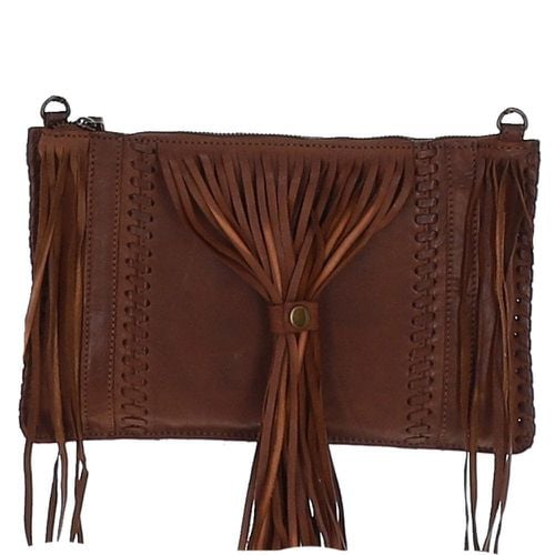 Apos;Ludovica&apos; Leather Crossbody Bag with Fringe Detail: ELA 1303 Rust NA - Ashwood Handbags - Modalova