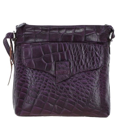 Apos;Pamina&apos; Croc-embossed Crossbody X Shoulder Bag: 79651 Purple NA - Ashwood Handbags - Modalova