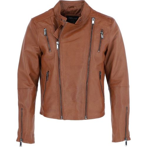 Apos;Rocco&apos; Mens Leather Dual Cross Zip Stylish Biker Jacket: AWL-103 Tan Size 2XL - Ashwood Handbags - Modalova