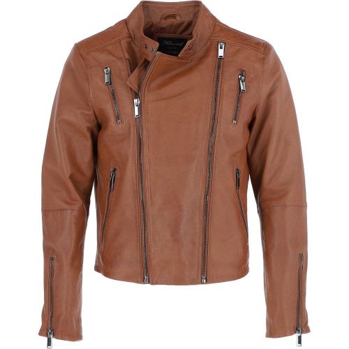 Apos;Rocco&apos; Mens Leather Dual Cross Zip Stylish Biker Jacket: AWL-103 Tan Size 3XL - Ashwood Handbags - Modalova