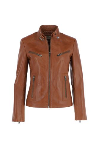 Lolita' Ladies Ashwood Leather Mandarin Collar Biker Jacket: G 2131 Tan 10 - Ashwood Handbags - Modalova