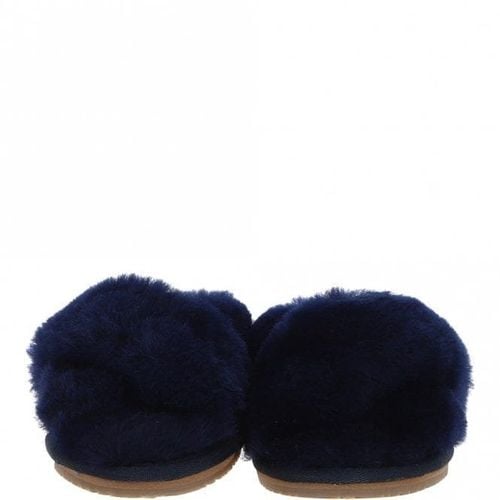 Apos;Chouette&apos; Fenland Sheepskin Crossover Slippers: LADIES CROSSOVER Navy Blue 5/6 - Ashwood Handbags - Modalova